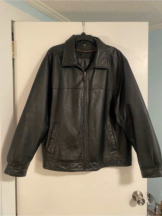 St. John's Bay Other - St. John's Bay Mens XL Black 100% Leather Jacket Full Zip Lined Coat Moto Goth